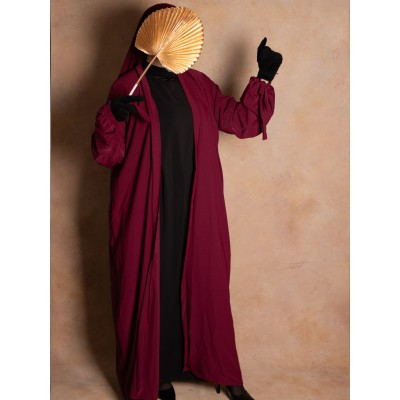 Kimono with tied sleeves in burgundy